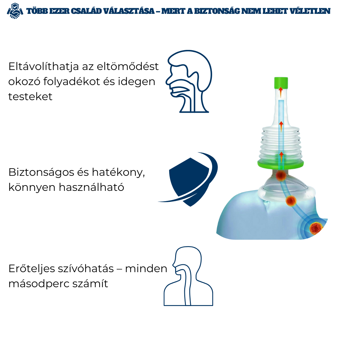 Légsegély™ - Vészhelyzeti szívóeszköz a légutak tisztítására